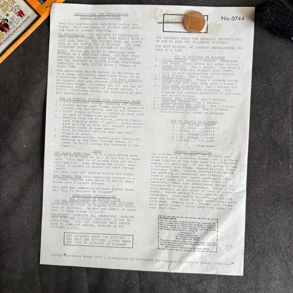 Paragon Zodiac Gallery Aries Crewel Stitchery Kit No. 0744 - Picture 5 of 6